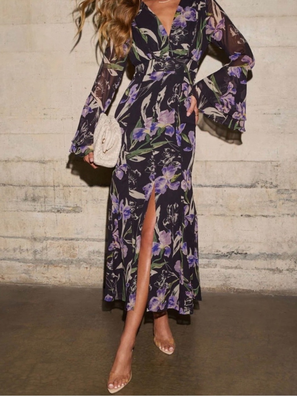 NWT Dress Forum Long Sleeve Floral Maxi Dress Sz S